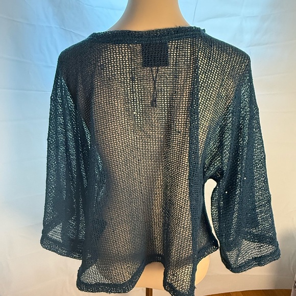 Noelle Blue Open-Knit with Cropped Style and Sequins in the Fabric - Picture 2 of 7